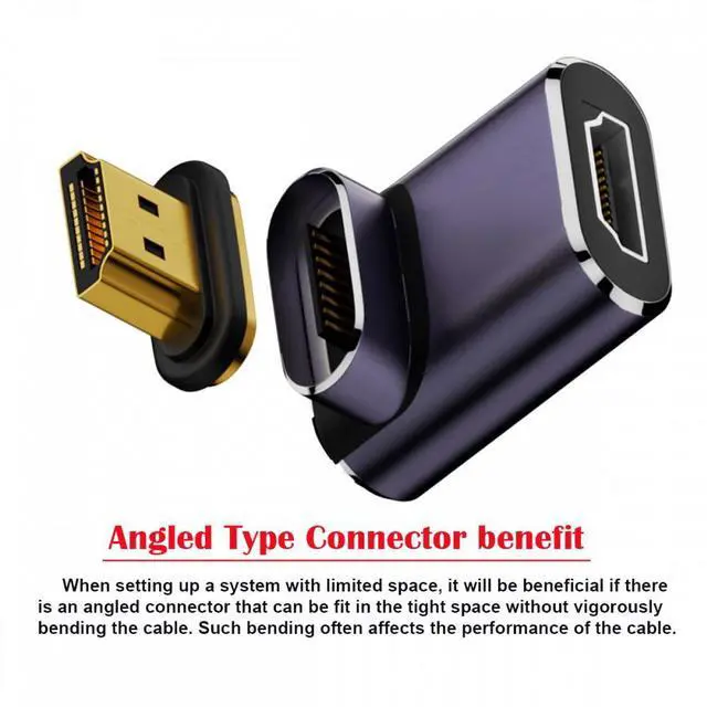 Alt view image 3 of 7 - CY 90 Degree Down Angled Vertical Magnetic 8K Type-A HDMI 2.1 Male to Female Straight Video Adapter for Laptop HDTV