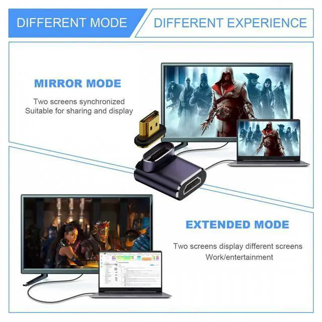 Alt view image 6 of 7 - CY 90 Degree Down Angled Vertical Magnetic 8K Type-A HDMI 2.1 Male to Female Straight Video Adapter for Laptop HDTV