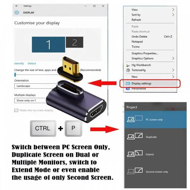 Alt view image 5 of 7 - CY 90 Degree Left Angled Vertical Magnetic 8K Type-A HDMI 2.1 Male to Female Straight Video Adapter for Laptop HDTV