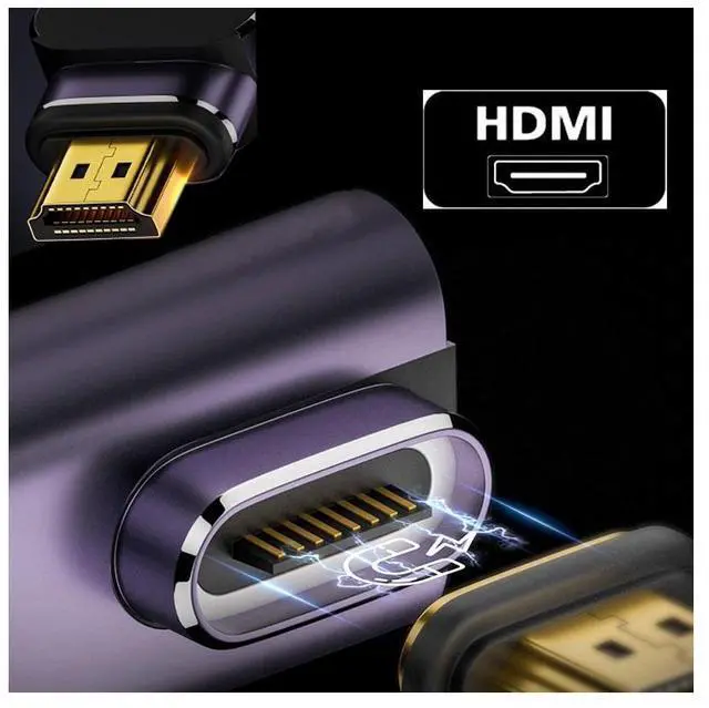 Alt view image 3 of 7 - CY 90 Degree Right Angled Vertical Magnetic 8K Type-A HDMI 2.1 Male to Female Straight Video Adapter for Laptop HDTV