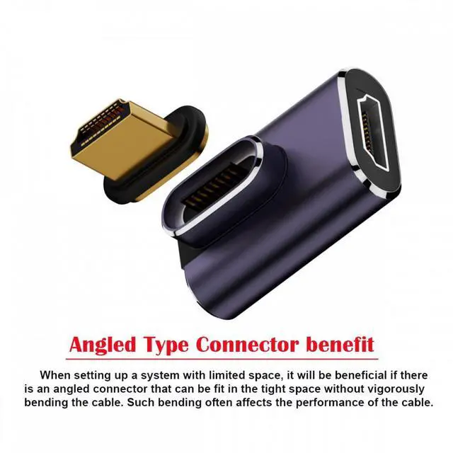 Alt view image 6 of 7 - CY 90 Degree Right Angled Vertical Magnetic 8K Type-A HDMI 2.1 Male to Female Straight Video Adapter for Laptop HDTV