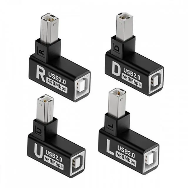 Main image of Chenyang 4pcs/lot USB 2.0 Type-B Male to Female Extension Adapter Horizontal Vertical Angled 90 Degree for Printer Scanner