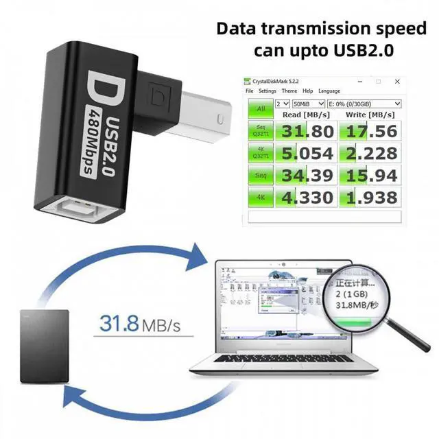 Alt view image 5 of 7 - Chenyang 4pcs/lot USB 2.0 Type-B Male to Female Extension Adapter Horizontal Vertical Angled 90 Degree for Printer Scanner