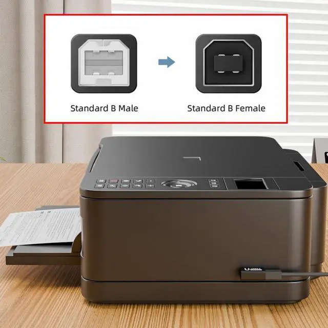 Alt view image 6 of 7 - Chenyang 4pcs/lot USB 2.0 Type-B Male to Female Extension Adapter Horizontal Vertical Angled 90 Degree for Printer Scanner