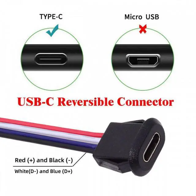 Alt view image 5 of 7 - Jimier 5pcs/set DIY OEM Type C Female Socket to 4Pin Header Cable Pitch=2.0mm Latch Mount Type DC 5V Power