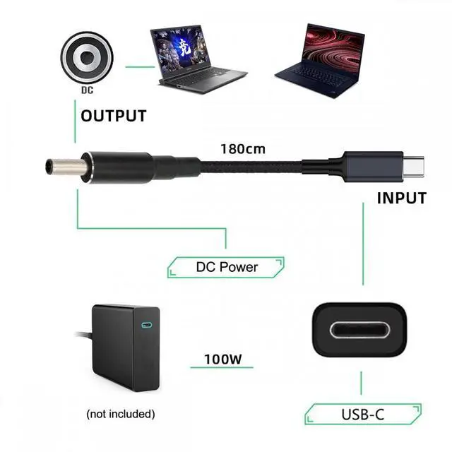 Alt view image 6 of 7 - Jimier 100W Type C USB-C Input to 20V DC 4.5*3.0mm Output Power 20V 5A 65W PD Charge Cable compatible with Laptop