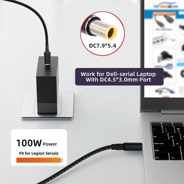 Alt view image 7 of 7 - Jimier 100W Type C USB-C Input to 20V DC 7.9*5.4mm Output Power 20V 5A 65W PD Charge Cable compatible with Laptop