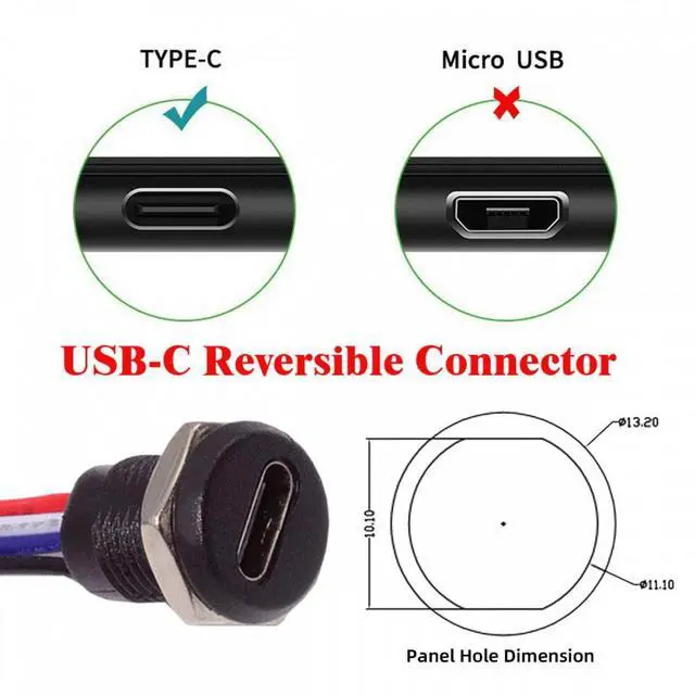 Alt view image 7 of 7 - CY 5pcs/set DIY OEM Type C Female Socket to 6Pin Header Cable Pitch=2.0mm Panel Mount DC 5V/20V PD Power