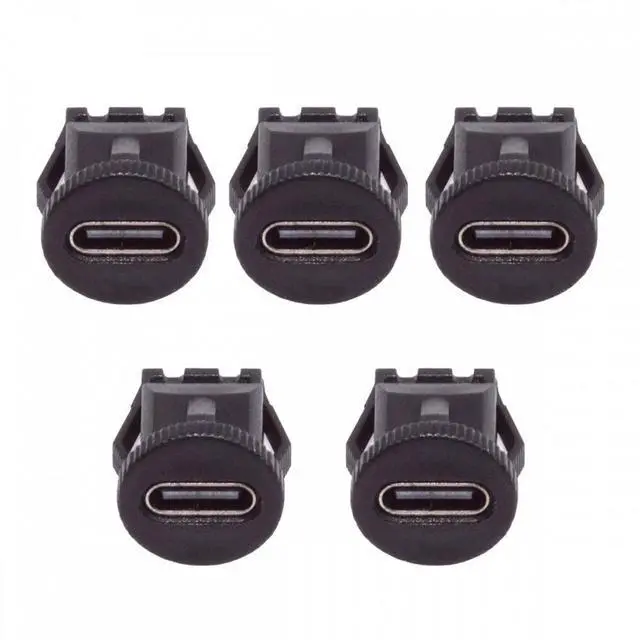 Alt view image 2 of 7 - Jimier 5pcs/set DIY OEM Type C Female Socket Connector to 6Pin PCBA Pinout Round Latch Mount Type DC 5V/20V PD Power IP67