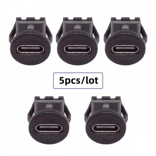 Alt view image 5 of 7 - Jimier 5pcs/set DIY OEM Type C Female Socket Connector to 6Pin PCBA Pinout Round Latch Mount Type DC 5V/20V PD Power IP67
