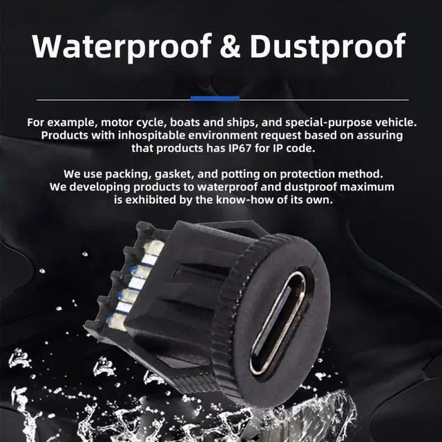 Alt view image 7 of 7 - Jimier 5pcs/set DIY OEM Type C Female Socket Connector to 6Pin PCBA Pinout Round Latch Mount Type DC 5V/20V PD Power IP67