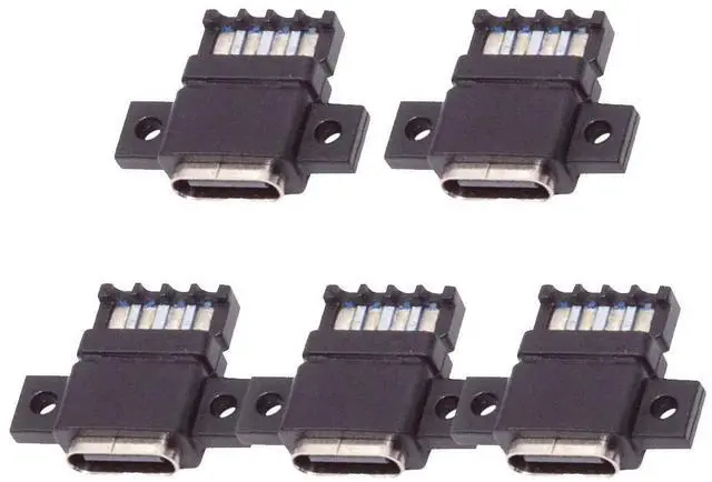 Alt view image 2 of 7 - Jimier 5pcs/set DIY OEM Type C Female Socket Connector to 6Pin PCBA Pinout Flat Scew Mount Type DC 5V/20V PD Power