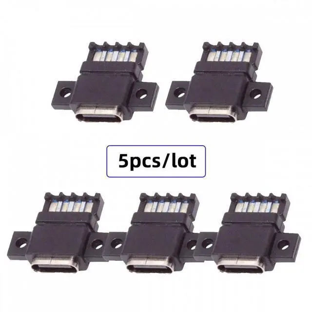Alt view image 3 of 7 - Jimier 5pcs/set DIY OEM Type C Female Socket Connector to 6Pin PCBA Pinout Flat Scew Mount Type DC 5V/20V PD Power