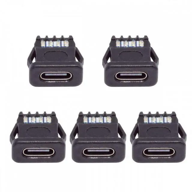 Alt view image 2 of 7 - Jimier 5pcs/set DIY OEM Type C Female Socket Connector to 6Pin PCBA Pinout Rectangle Latch Mount Type DC 5V/20V PD Power IP67