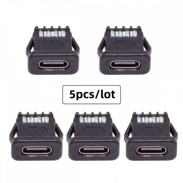 Alt view image 3 of 7 - Jimier 5pcs/set DIY OEM Type C Female Socket Connector to 6Pin PCBA Pinout Rectangle Latch Mount Type DC 5V/20V PD Power IP67