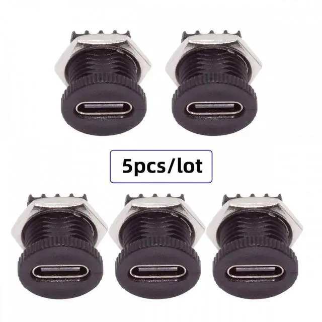 Alt view image 3 of 7 - CY 5pcs/set DIY OEM Type C Female Socket Connector to 6Pin PCBA Pinout Scew Nut Mount Type DC 5V/20V PD Power