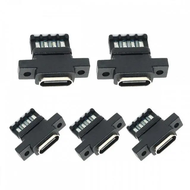 Alt view image 2 of 7 - Jimier 5pcs/set DIY OEM Type C Female Socket Connector to 6Pin PCBA Pinout Vertical Scew Mount Type DC 5V/20V PD Power