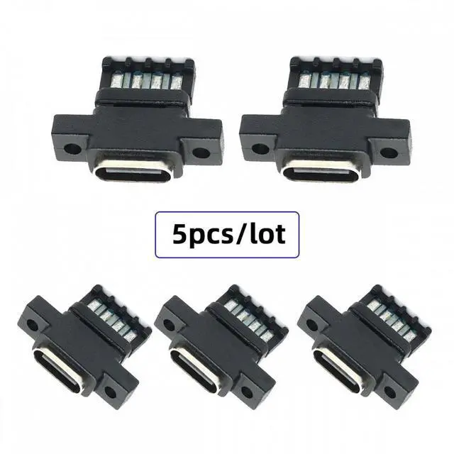 Alt view image 3 of 7 - Jimier 5pcs/set DIY OEM Type C Female Socket Connector to 6Pin PCBA Pinout Vertical Scew Mount Type DC 5V/20V PD Power