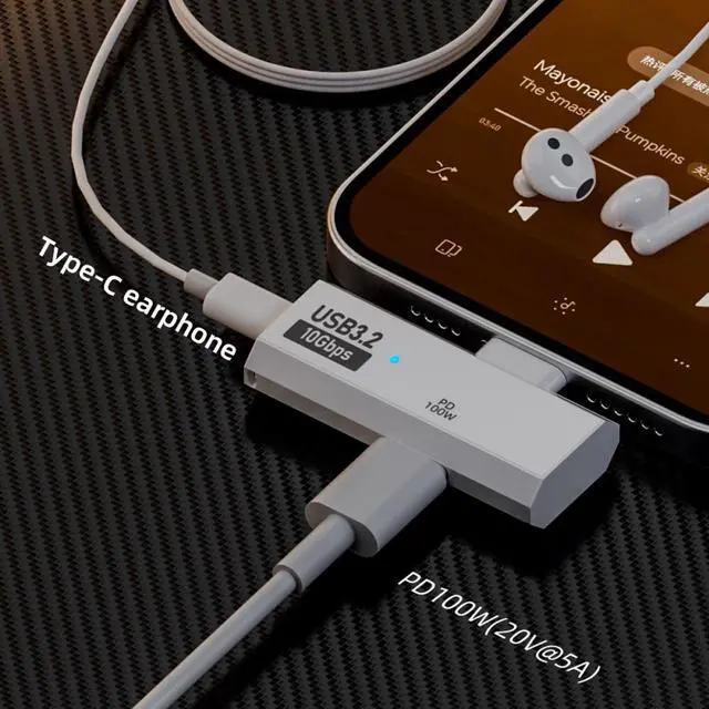 Alt view image 3 of 7 - Jimier 10Gbps USB-C Type-C 1-to-2 USB-C Female OTG & 100W PD Power Adapter for Laptop Tablet Phone