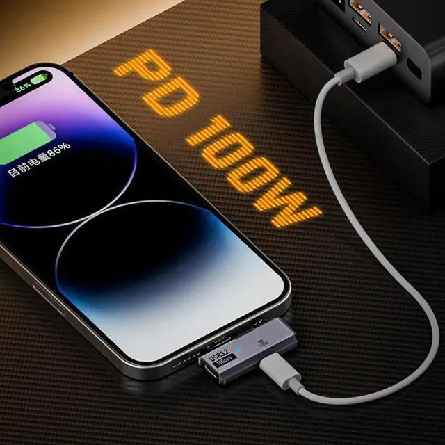 Alt view image 5 of 7 - Jimier 10Gbps USB-C Type-C 1-to-2 USB-C Female OTG & 100W PD Power Adapter for Laptop Tablet Phone