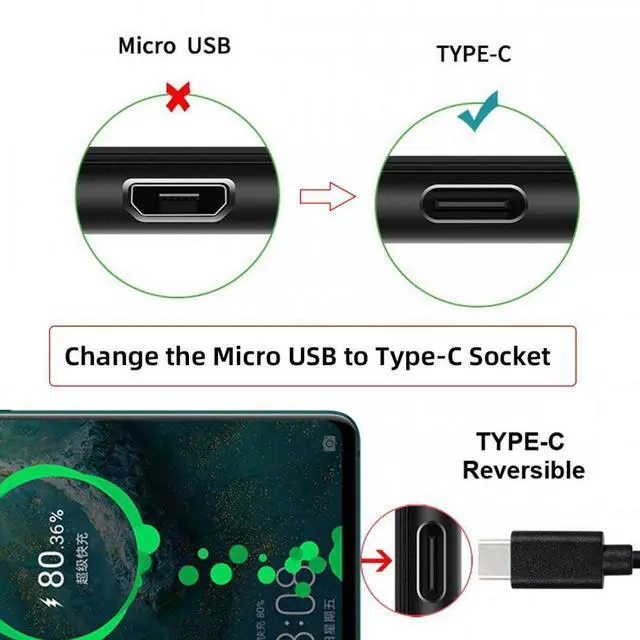 Alt view image 7 of 7 - CY 5pcs/lot DIY Solder Type-C Female Socket Connector Replace for Micro-USB 5Pin Female SMT Type DC 5V Power