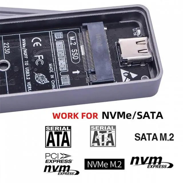 Alt view image 6 of 7 - Xiwai 20Gbps Type-C USB3.2 USB4 to NVME M-key M.2 NGFF SATA SSD PCBA Enclosure 2280/2242/2230mm Adapter RTL9220 Chipset