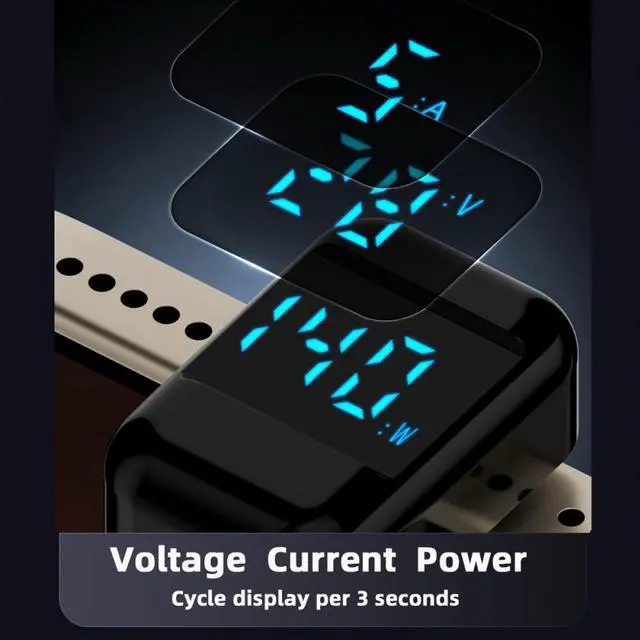 Alt view image 3 of 7 - Jimier Type-C Smart LED Display USB-C Male to Female Extension Adapter USB4.0 40Gbps 140W Opposite U Shape Back Angled Current Voltage Monitoring