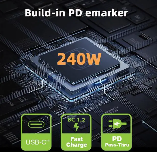 Alt view image 4 of 7 - Jimier 240W Type-C Smart LED Display USB4 Male to Female Extension Adapter USB4.0 40Gbps Current Voltage Monitoring Tester Detector