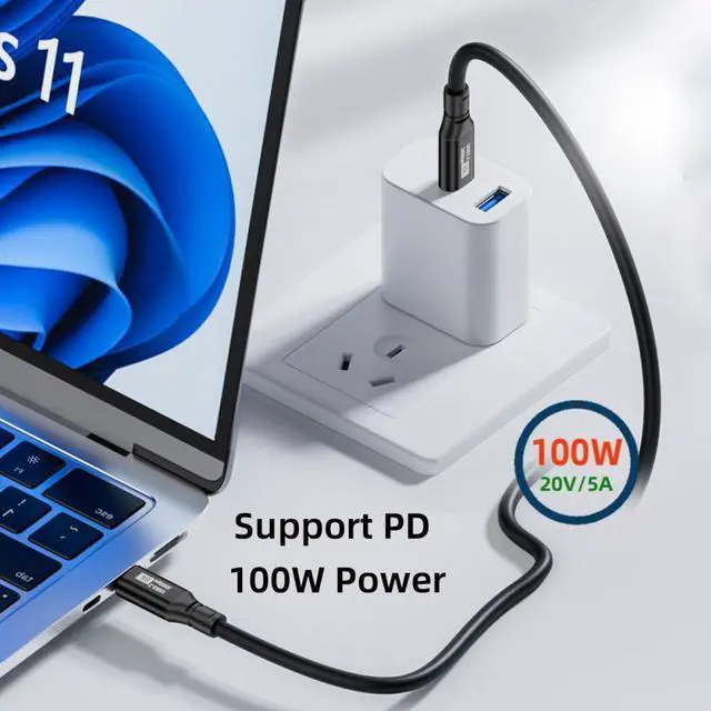 Alt view image 3 of 7 - Jimier 100cm 1.0m USB3.2 Type-C USB-C 8K Male to Male USB3.1 10Gbps 100W Data Video Cable with E-marker for Laptop Phone