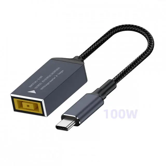 Alt view image 2 of 7 - CY Rectangle Jack Thinkpad X1 Input to USB-C Type-C Power 100W Charge Cable for Laptop Phone PD9V 5V 20V