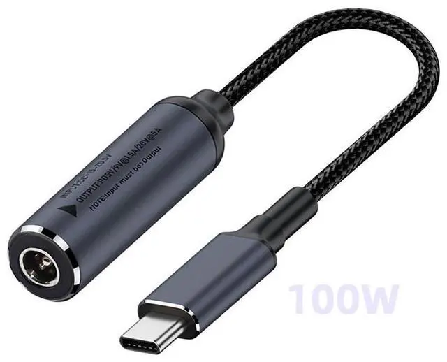 Alt view image 2 of 7 - Jimier DC Jack 5.5X2.5mm Input to USB-C Type-C Power 100W Charge Cable for Laptop Phone PD9V 5V 20V