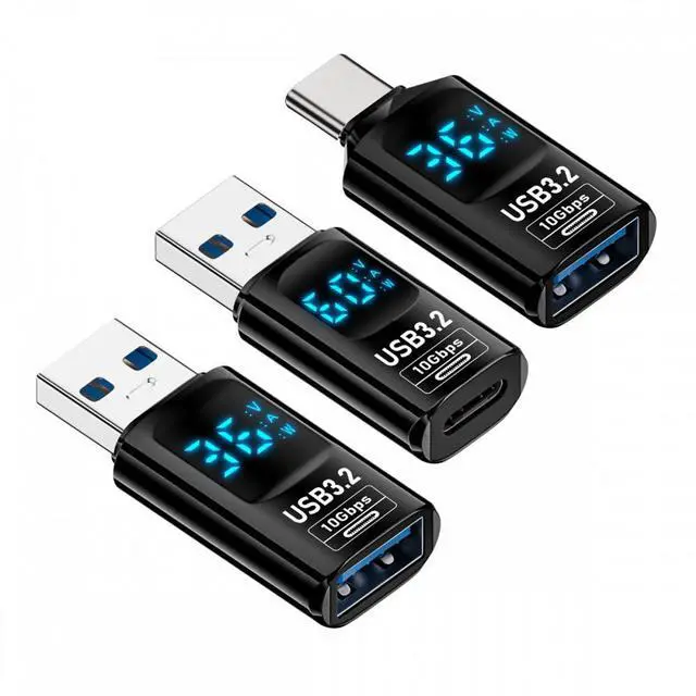 Alt view image 2 of 7 - Jimier 3pcs/lot Type-C Smart LED Display USB-C to USB3.2 Type-A Adapter 10Gbps Data Current Voltage Fast Charging Monitoring Display Tester Detector