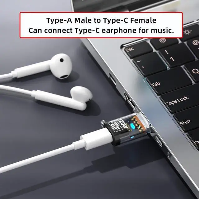 Alt view image 7 of 7 - Jimier 3pcs/lot Type-C Smart LED USB-C to USB3.2 Type-A Adapter OTG 10Gbps 40Gbps 120W 240W Data Fast Charging Tester Detector