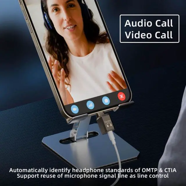 Alt view image 7 of 7 - CY Type C USB-C to DAC 3.5mm HiFi Audio AUX & MIC Sound Card 384kHz 32bit Adapter KT02H20 Compatible OMTP CTIA with Laptop Tablet Phone