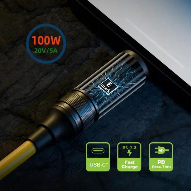 Alt view image 4 of 7 - Jimier 1.0M Smart LED Display USB-C USB4 Cable 20Gbps 100W 8K for Laptop Disk Phone Type-C Male to Male Cable Power & Data