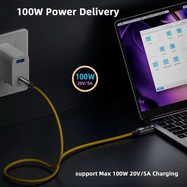 Alt view image 6 of 7 - Jimier 1.0M Smart LED Display USB-C USB4 Cable 20Gbps 100W 8K for Laptop Disk Phone Type-C Male to Male Cable Power & Data