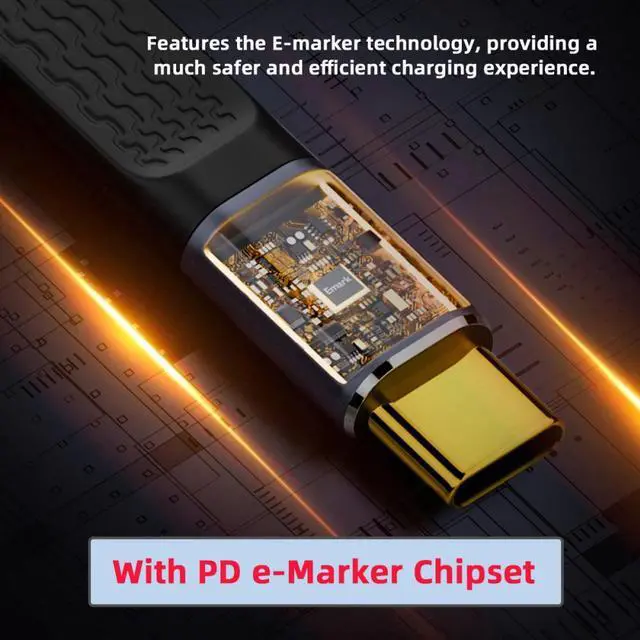 Alt view image 5 of 6 - Jimier 240W Type-C USB-C Male to Male USB4 40Gbps 100W 8K Flat Slim FPC Data Opposite U Shape Back Angled Cable for Laptop Phone 13cm