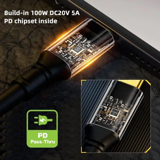 Alt view image 7 of 7 - Jimier Stretch Coiled USB-C USB4 Cable 20Gbps 100W 8K for Laptop Keyboard Tablet Type-C Male to Male Cable Power & Data