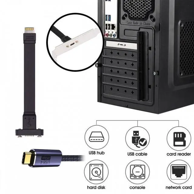 Alt view image 7 of 7 - CY USB 3.2 Type-E IDC 20Pin Front Panel Header to USB-C Type-C Female Extension Cable 20Gbps with Panel Mount Screw