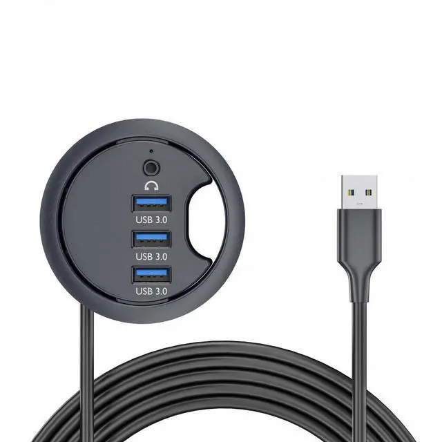 Alt view image 3 of 7 - Chenyang USB 3.0 Hub Sound Card 3 Port USB 60mm Desk Grommet Splitter Dock Station Headphone Mic Audio Interface for Desktop PC