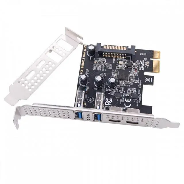 Alt view image 2 of 7 - Cablecc USB3.1 Gen1 5Gbps Dual Type-A & Type-C USB-C Female to PCI-E Express 1x Card Adapter uPD720201 with Low Profile Bracket