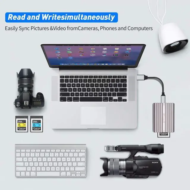 Alt view image 5 of 7 - Jimier USB3.1 Type-C USB3.0 Type-A to CF Express Extension Card Reader CFE Type-A & Type-B CFA R5 Z6 Z7 CFB Memory Card