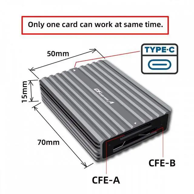 Alt view image 7 of 7 - CY USB3.1 Type-C USB3.0 Type-A to CF Express Extension Card Reader CFE Type-A & Type-B CFA R5 Z6 Z7 CFB Memory Card