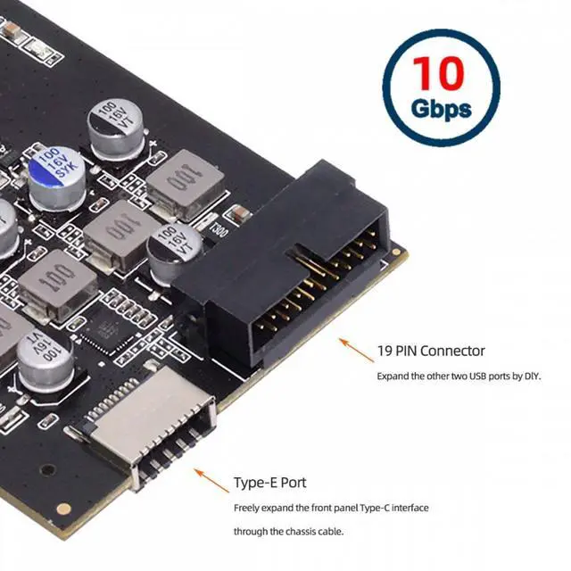 Alt view image 7 of 7 - Chenyang 10Gbps Type-E USB 3.1 Front Panel Socket & USB3.0 19Pin/20Pin & Dual Type-C USB-C to PCI-E Express Card Adapter ASM3142 VL822