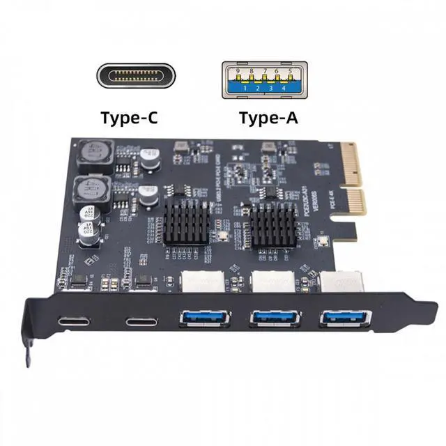 Main image of Chenyang 10Gbps Three Type-A USB3.0 Back Panel Socket & Dual USB3.1 Type-C USB-C to PCI-E Express Card Adapter ASM3142 VL822