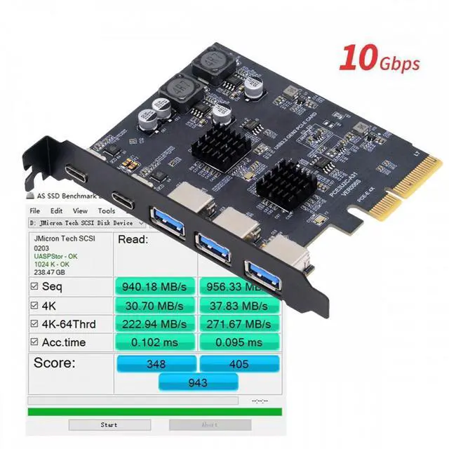 Alt view image 7 of 7 - Chenyang 10Gbps Three Type-A USB3.0 Back Panel Socket & Dual USB3.1 Type-C USB-C to PCI-E Express Card Adapter ASM3142 VL822
