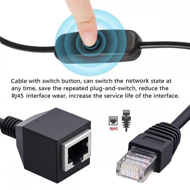 Alt view image 6 of 7 - Jimier RJ45 CAT6 8P8C STP UTP Male to Female Extension Cable with 304 Singal Switch On/Off LAN Ethernet Network Patch Cord