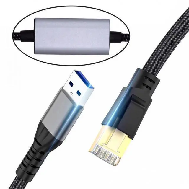 Alt view image 2 of 7 - CY USB to Ethernet Cable USB3.0 Type-A to RJ45 Male Cord Directly Connected 1000Mbps Gigabit LAN Network Compatible with USB2.0
