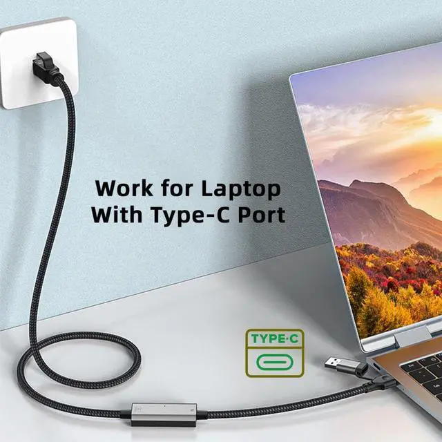Alt view image 6 of 7 - Cablecc Combo USB Type-A & Type-C USB-C to Ethernet Cable URJ45 Male Cord Directly Connected 1000Mbps Gigabit LAN Network