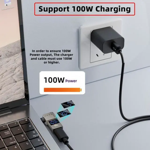 Alt view image 6 of 7 - Jimier Smart LED Display 100W Type-C USB-C Input to Rectangular Jack Output Power 20V 5A PD Charge 65W Adapter for Thinkpad X1 Legion Y7000P Laptop